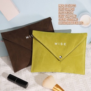 Cao cấp nhung phong bì ủng hộ đám cưới Đảng trang sức bao bì túi quà tặng với Snap Nút biểu tượng tùy chỉnh giả da lộn ví túi bụi - Product Image 1