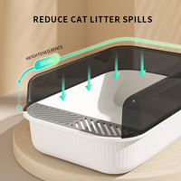 Bac à litière pour chat en plastique écologique, grand format, facile à nettoyer, avec accessoires
