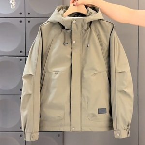 New Fashion Brand Hooded Stand up Collar Zipper <strong>Men's</strong> Outdoor Waterproof Windbreaker <strong>Jacket</strong> - Product Image 5