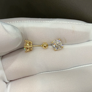 Pendientes de Botón con Certificado IGI, Oro Amarillo Macizo de 18k, Chapado en Rodio, Corte Brillante Redondo, Diamante Cultivado en Laboratorio de Lujo - Product Image 3