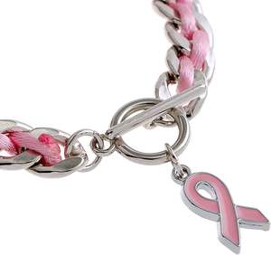 Modaworld <span class=keywords><strong>Octobre</strong></span> <span class=keywords><strong>Rose</strong></span> Faux Cuir et <span class=keywords><strong>Ruban</strong></span> <span class=keywords><strong>Rose</strong></span> Lutte contre le Cancer pour Bracelet Charme de Mode pour Hommes et Femmes - Product Image 5