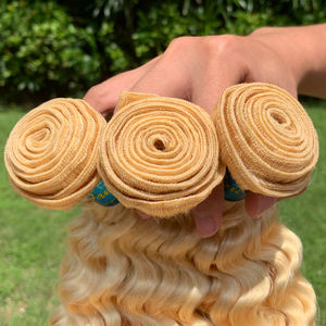 Ücretsiz kargo şimdi 613 sarışın derin dalga saç, 613 bakire saç derin dalga demeti, insan 30 inç kamboçyalı sarı saç uzatma - Product Image 5