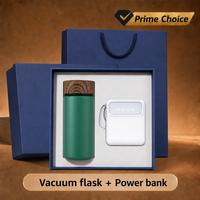 316 acier inoxydable isolation Mini poche Portable vide tasse à eau batterie externe Grain de bois cadeau créatif ensemble cadeau personnel ensemble