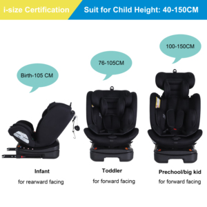 คาร์ซีทเด็กแบบหมุนได้ 360 องศา ขนาด I-size สำหรับเด็กอายุ 0-12 ปี ความสูง 40-150 ซม. รับน้ำหนักได้ 36 กก. ได้รับการรับรองมาตรฐาน ECE R129 - Product Image 5
