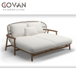 Diseño simple Outdoor Low Back Daybed Muebles de exterior Teca Villa Teca sólida con ratán Low Back Daybed - Product Image 5