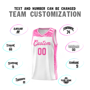 Combinaison de basket-ball pour adulte, uniforme imprimé blanc et rose respirant, ensemble grande taille - Product Image 6