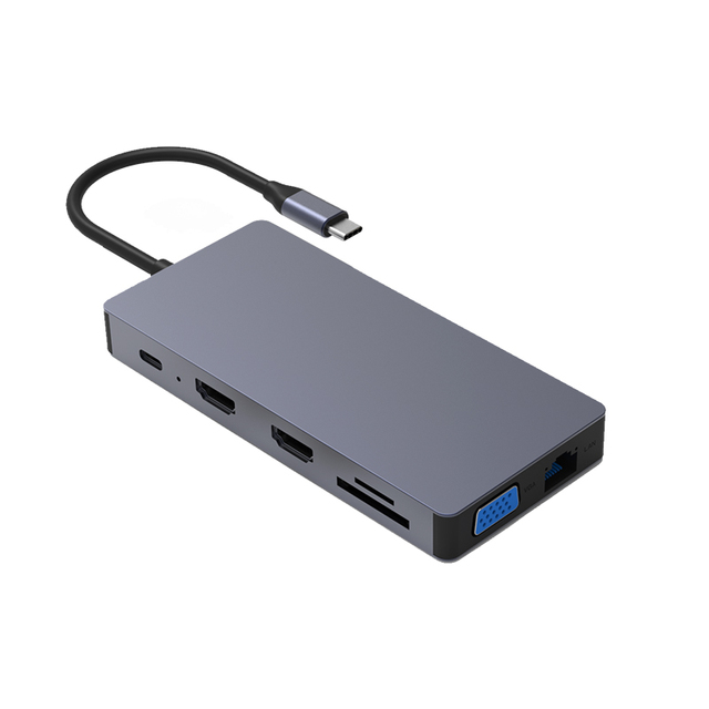 Type C to HDMI-compatible HUB Dual 4K USB 3.0 Adapter 12 in 1 Type C HUB Dock PD 100W USB C Splitter for MacBook Pro Air