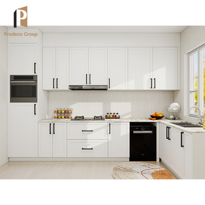 Gabinete de <span class=keywords><strong>Cocina</strong></span> <span class=keywords><strong>Modular</strong></span> de Melamina <span class=keywords><strong>Blanca</strong></span> Estilo Shaker, Encimera Ecológica de Mármol/Laminado/Resina, Fregadero y Grifo, <span class=keywords><strong>Cocina</strong></span> Pequeña Moderna - Product Image 6