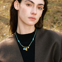Nouveau Collier Tressé XY 4503 Plaqué Or 18K avec Accessoires Étoile en Acrylique, Coquille en Acier Inoxydable et Pendentif en Pierre Naturelle