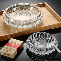Cendrier en verre transparent, bord ondulé carré, grand modèle 15 cm, accessoire classique pour fumeurs, pour la maison, le bar, l'hôtel, le bureau