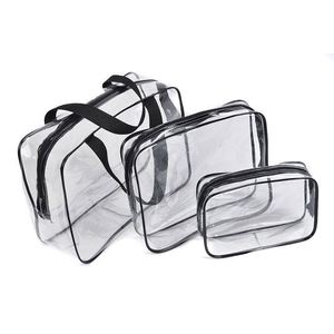3Pcs Eco-Friendly Clear PVC Travel Toiletry Kit Waterproof <b>Vinyl</b> Organizer Makeup <b>Bags</b> Zipper Handle Straps Cosmetic <b>Bag</b> Pouch - Product Image 4