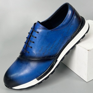 Chaussures habillées et de bureau pour hommes en cuir véritable style anglais, lacées, peintes à la main, couleur bonbon, légères, antidérapantes, confortables - Product Image 2