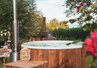 Bain à remous nordique moderne en épicéa à chauffage extérieur, écologique, facile à installer, pour 6 personnes, spa extérieur – Offre spéciale