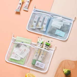 <b>Kitchen</b> <b>Storage</b> Mesh Bag Double Compartment Hanging With Hooks Blue White Multi Function Organizer For <b>Kitchen</b> Bathroom - Product Image 3