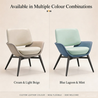 Fauteuil d'appoint contemporain de style italien, fauteuil bas en similicuir PU blanc et bleu audacieux, chaise de loisirs pour hall d'hôtel et hôtellerie