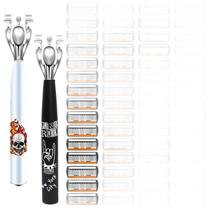 Rasoir manuel à 6 lames en acier inoxydable, lames remplaçables pour hommes, épilation du visage et du corps entier, lot de 50 lames - Product Image 5