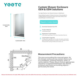 Porte de douche coulissante chromée YEETE, en verre trempé de 8 mm, pour salle de bain moderne, vente en gros, stock de vente au détail pour salles d'exposition - Product Image 3