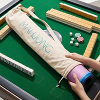 Tas Tikar Mahjong Kain Flanel 34 Inci Lucu dengan Tali Ganda Ringan untuk Permainan Papan Perjalanan Luar Ruangan 1 Buah