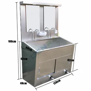 Stainless Steel Induction Faucet School Hospital Dental Clinic General Purpose Wash Sink For 2 People