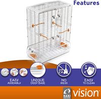 Cage à oiseaux M02 olive moyenne avec fermeture à bouton de construction en métal à motif solide et palette de plateau en plastique incluse pour la vision