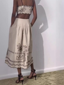 Vestido Largo <span class=keywords><strong>Elegante</strong></span> con Espalda Descubierta y Aberturas de Enyami Resort, Vestido Boho con Bordado Floral Personalizado y Volantes para Mujer - Product Image 6