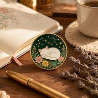Épinglette personnalisée en émail souple, motif chat, constellation, étoile, feuille, badge métallique imprimé UV, plaqué or, cadeau