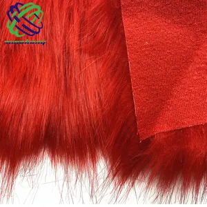 Fabric Fur Luxury Style Fabric Red Long Pile Faux Fur High Pile Faux Fur For Garment Home Textile