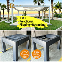 Nouvelle pergola bioclimatique extérieure intelligente réglable, motorisée, rétractable, rotative, à lamelles en aluminium, fonctionnelle 2 en 1