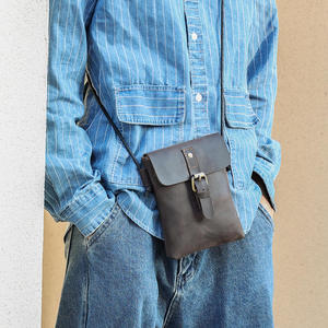 Bolso Bandolera de Cuero Genuino de Vaca Andong para Hombre, Bolso de Hombro de Cuero Crazy Horse para Teléfono, Estilo Moderno - Product Image 2