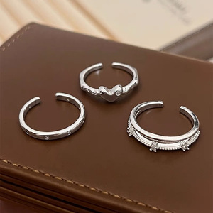 S925 Sterling Silver Heart Shaped Plain Band <b>Ring</b> For Women Minimalist Design Adjustable Index Finger <b>Ring</b> Everyday Wear - Product Image 3