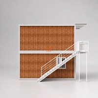 Maison modulaire en conteneurs à 2 étages, panneaux sandwich imitation bois, maison préfabriquée en conteneurs en kit pour villa ou bureau