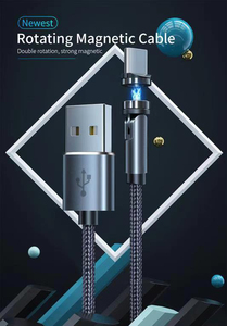 Magnet USB <b>Cables</b> 540 Degree Rotating 3 In1 LED Light Mobile Phone Charger LED 3in1 Magnetic Charging <b>Cable</b> - Product Image 2