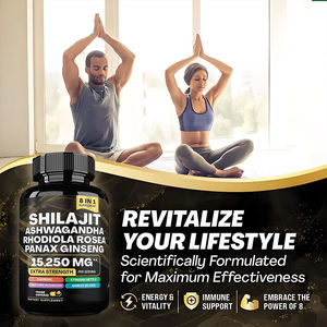 Capsules de Shilajit mélangées à l'huile de graines noires et à l'Ashwagandha 1400mg certifiées ISO, complément <span class=keywords><strong>alimentaire</strong></span> naturel à base de plantes pour hommes et femmes - Product Image 4