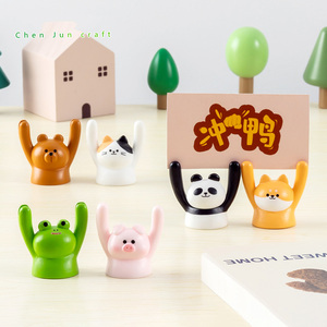 Porta Memo in resina cartone animato con immagine di <span class=keywords><strong>animali</strong></span> foto porta Memo Stand Desktop in resina in miniatura artigianato decorazione per l'home Office - Product Image 3