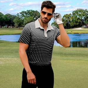 Camisas de golf para hombres Polo de manga corta Gradiente de secado rápido Absorbe la humedad Camisas estampadas atléticas Polo para hombres - Product Image 1