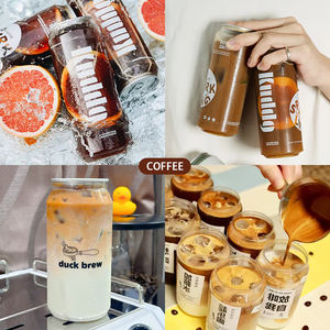 BSBH Logo personnalisé 350ml Boîte de boisson en plastique PET avec couvercle en aluminium Jus Bubble Tea Soda Emballage Plusieurs tailles 500ml Utilisation alimentaire - Product Image 4