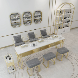 Venta caliente para la fábrica de salón <span class=keywords><strong>Precio</strong></span> bajo Muebles de salón de belleza Metal Mármol Manicura <span class=keywords><strong>Mesa</strong></span> de uñas - Product Image 4