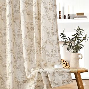 Rideaux imprimés floraux JINCHAN Artisan <span class=keywords><strong>Charlotte</strong></span>, draperies en lin style ferme vintage, fabrication personnalisable et neutre en carbone - Product Image 6