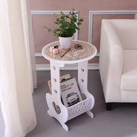 Table basse ronde en PVC de style européen moderne et minimaliste, table d'appoint en bois-plastique pour salon, chambre et extérieur