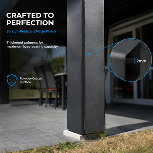 Pergola en aluminium HENLIXO pour extérieur avec <span class=keywords><strong>toit</strong></span> métallique et écran rétractable, <span class=keywords><strong>toit</strong></span> ouvrant - Product Image 4