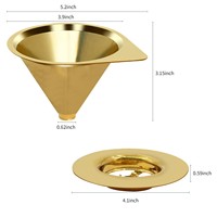 Filtre à café réutilisable en acier inoxydable 304, filtre à café conique sans papier, filtre à café à couler avec base amovible pour tasses et cafetières