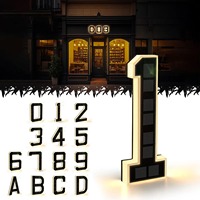 Plaque d'adresse lumineuse solaire LED étanche de 6,7 pouces, lettres et numéros personnalisés, lampe de porte pour maisons et hôtels