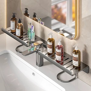 Bathroom Suction Cup Shelf 50X30CM Wall Mounted Sink Storage Rack Durable Rectangular Corner Installation - Product Image 1