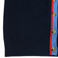 Großhandel Custom Langarm V-Ausschnitt Marineblau Button up Unisex Varsity Intarsia Baumwolle Damen Strickjacke