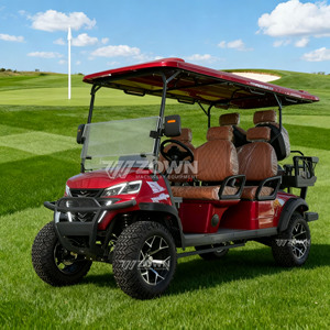 Voiturette de golf électrique tout-terrain rouge vin, 6 places, auvent étendu, pneus robustes tout-terrain - Product Image 6
