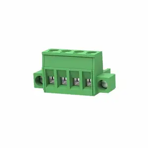Blocks laras kuningan hijau dapat disesuaikan konektor Pcb 5.08mm 2p/3p/4P/5P/6P/7P/8P blok Terminal jarum lurus