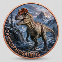 Pièce de monnaie en cuivre pur 999 de 1 oz, série Dinosaures, Tyrannosaurus Rex puissant, couleur en relief, édition UV préférée