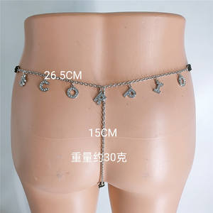 SADIカスタム12星座レディースボディチェーンセクシーゴールドメッキウエストストリングラインストーン中空装飾フリーサイズ - Product Image 6