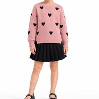 Ensemble deux pièces en tricot côtelé pour enfants, col rond, manches longues, style preppy, automne-hiver, en polyester, vêtements en tricot pour enfants, fabrication OEM et ODM sur mesure