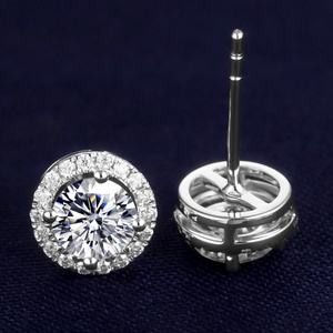 ต่างหูเพชรโมอิสซาไนต์ รุ่น MS-284 ของ Messi Jewelry สำหรับเด็กผู้หญิง ของขวัญสำหรับงานหมั้น ทองคำขาว 18k 14k - Product Image 2